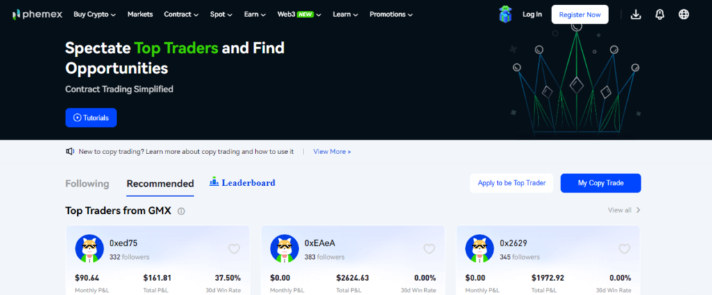 Phemex Top Traders